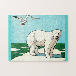 polar bear and seagulls jigsaw puzzle