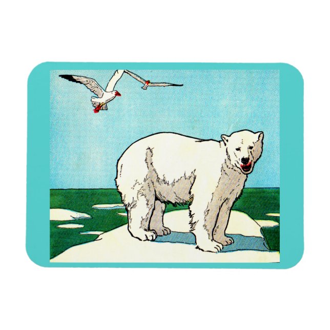 polar bear and seagulls magnet (Horizontal)