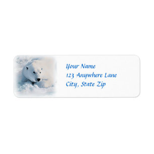 Polar Bear and Snow Return Address Label