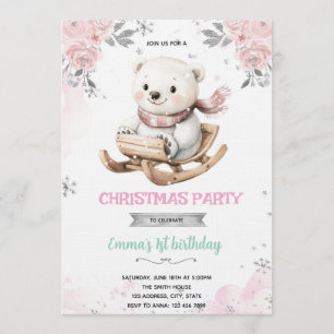 Polar Bear and Snowflakes Invite