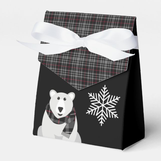 Polar Bear and snowflakes Plaid Favour Box (Front Side)