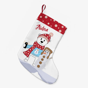 Polar Bear and Snowman Friend Kid Stocking