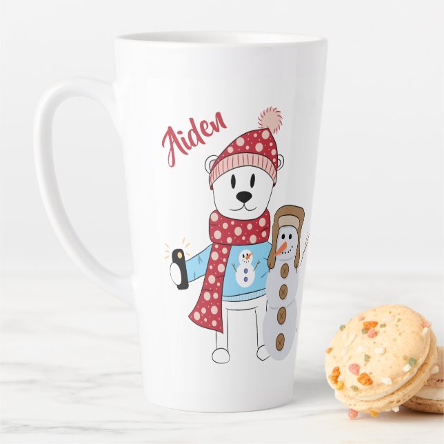 Polar Bear and Snowman Latte Mug (In Situ)