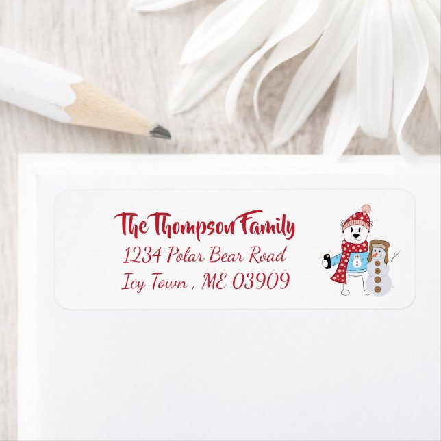 Polar Bear and Snowman Return Address Labels (Insitu)