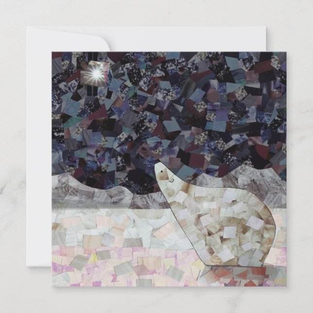 Polar Bear and Star Square Christmas Card, Blank Holiday Card (Front)