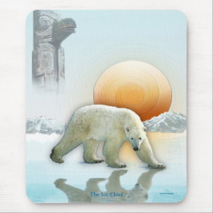 Polar Bear and Totem Pole Wildlife Art Mouse Pad