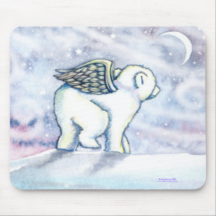Polar Bear Angel Cub Mousepad by Molly Harrison