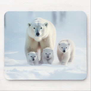 Polar Bear Animal Family Wandering Mouse Pad