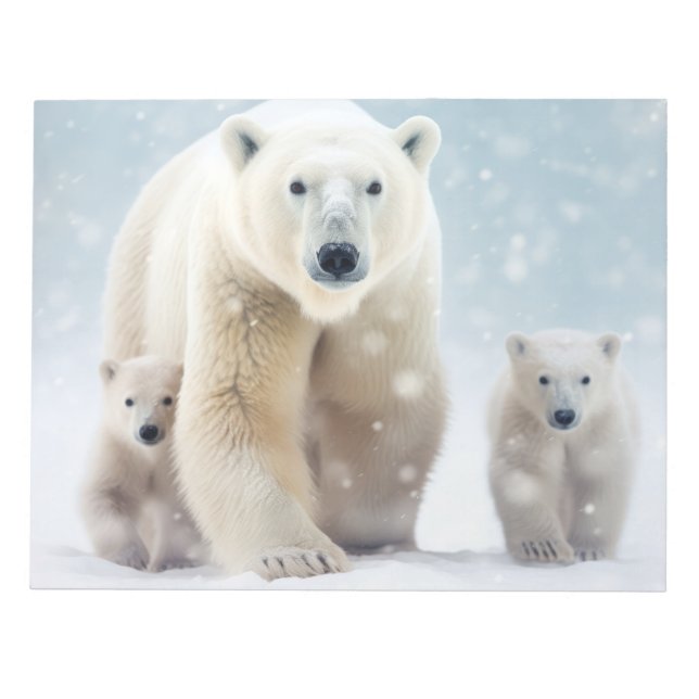 Polar Bear Animal Family Wandering  Notepad (Front)