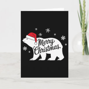 Polar Bear Animal Lover Xmas Santa Hat Polar Bear  Card