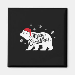 Polar Bear Animal Lover Xmas Santa Hat Polar Bear  Magnet