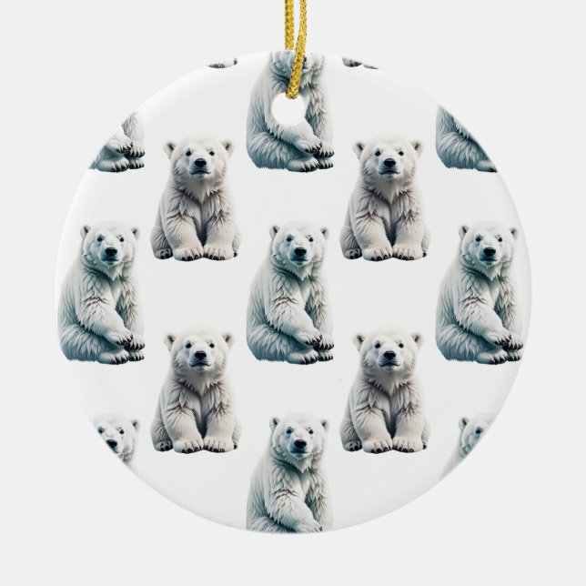 Polar Bear Animal Pattern Design  Ceramic Ornament (Front)