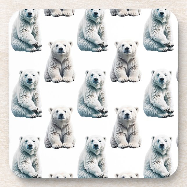 Polar Bear Animal Pattern Design  Coaster (Front)