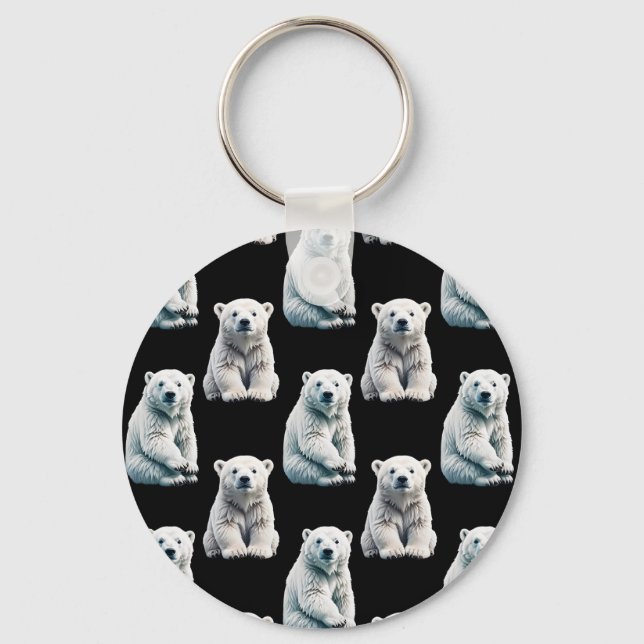 Polar Bear Animal Pattern Design  Key Ring (Front)