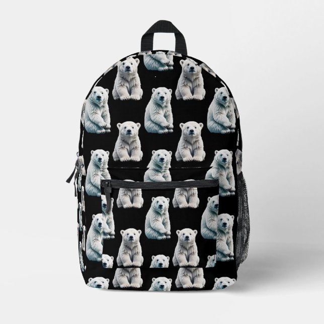 Polar Bear Animal Pattern Design  Printed Backpack (Front)