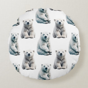 Polar Bear Animal Pattern Design  Round Cushion