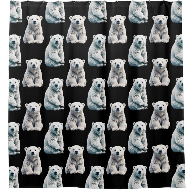 Polar Bear Animal Pattern Design  Shower Curtain (Front)