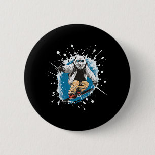 Polar Bear Animal Snowboarding Sports Snowboard 6 Cm Round Badge