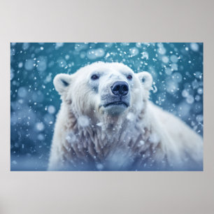Polar Bear Animal Wildlife Wilderness Colourful Ar Poster
