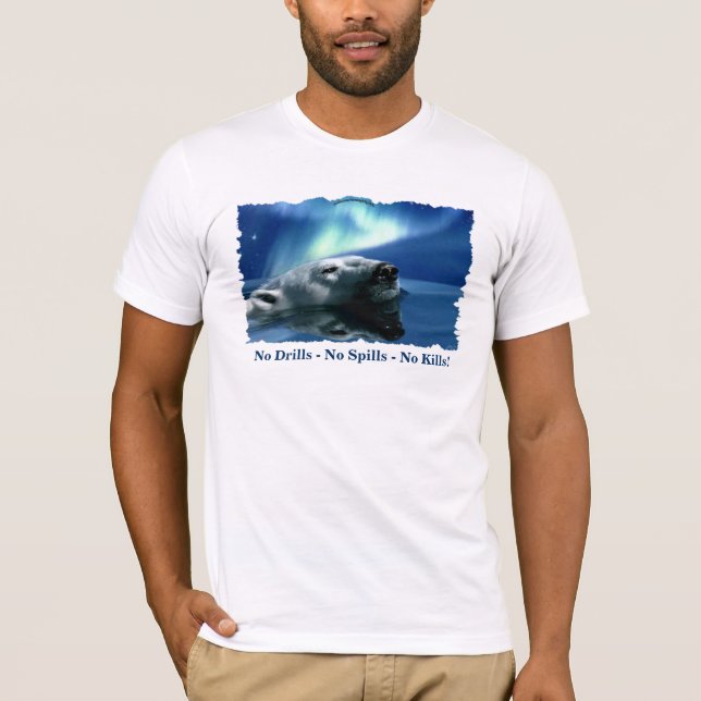 Polar Bear Anti-Oil Drilling Environmental Art T-Shirt (Front)