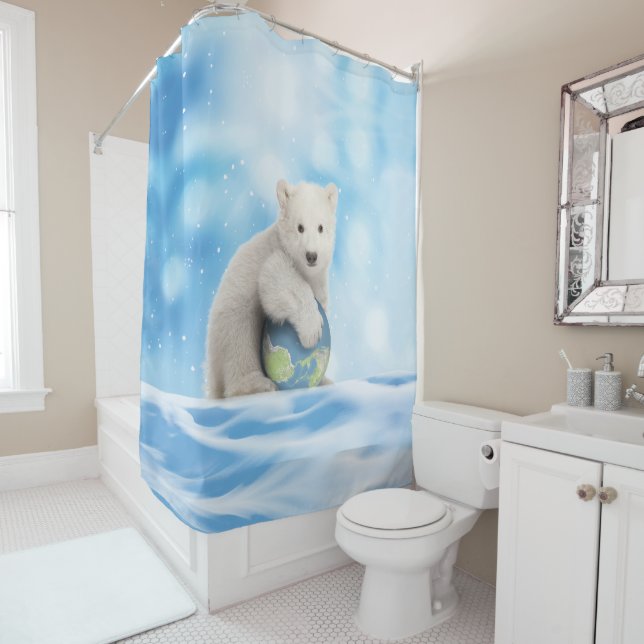 Polar Bear Arctic World Shower Curtain (In Situ)