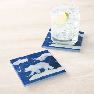 Polar Bear "Art by Kids" Glass Coaster