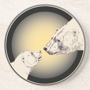 Polar Bear Art Coasters Bear & Cub Coaster