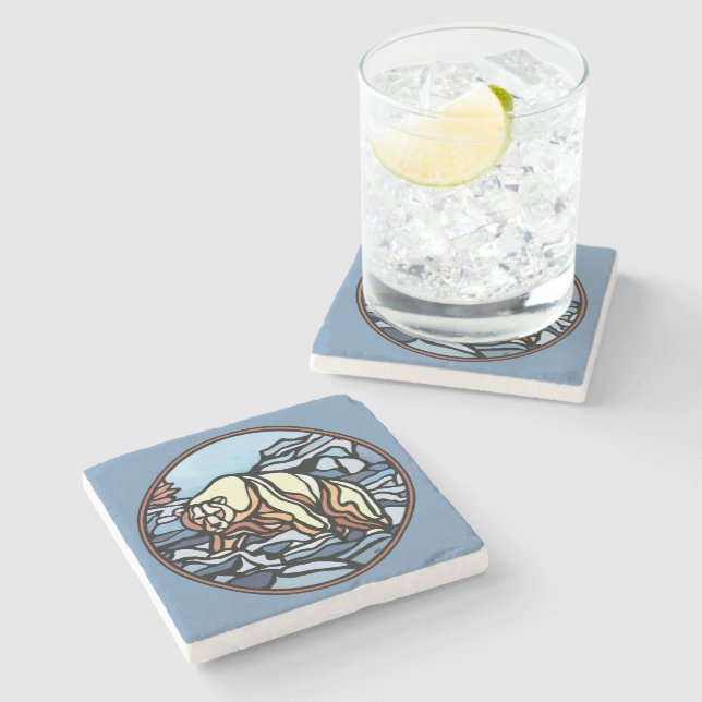 Polar Bear Art Coasters Native Art Bear Coaster (Side)