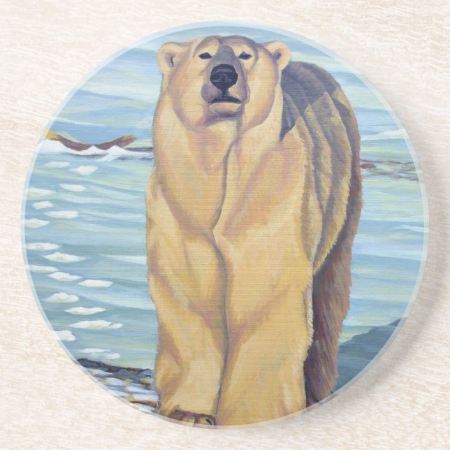Polar Bear Art Coasters Wildlife Art Bear Coaster (Front)