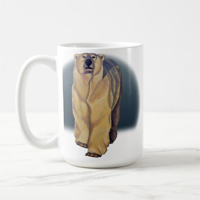 Polar Bear Art Coffee Mug Wildlife Art Bear Cup (Left)