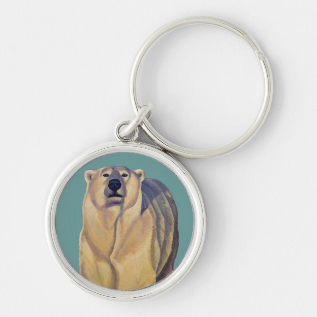 Polar Bear Art Key Chain Canadian Wildlife Gifts (Front)