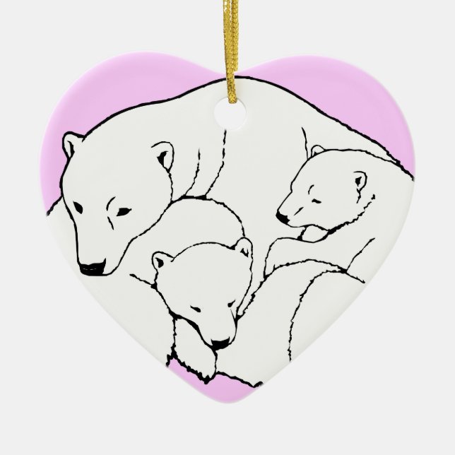 Polar Bear Art Ornament Mother Bear Baby Bear Gift (Front)