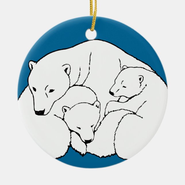 Polar Bear Art Ornament Mother Bear Baby Bear Gift (Front)