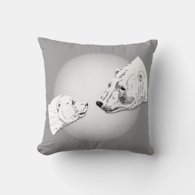 Polar Bear Art PillowMother & Cub Bears Pillow (Front)
