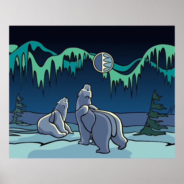 Polar Bear Art Poster Print First Nation Wildlife (Front)