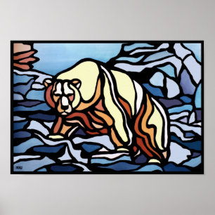 Polar Bear Art Poster Print First Nation Wildlife