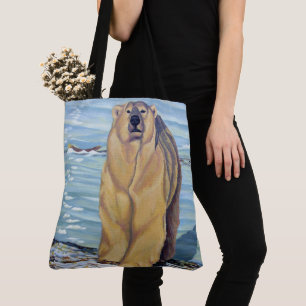 Polar Bear Art Tote Bag Wildlife Art Shopping Bag