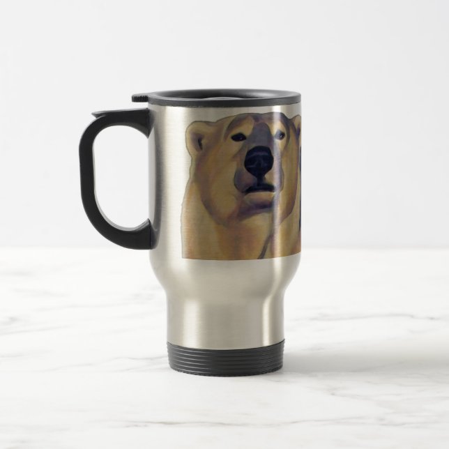 Polar Bear Art Travel Mug Wildlife Art Bear Cup (Left)