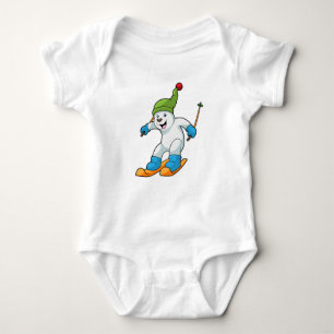 Polar bear as Skier with Ski & Bobble hat Baby Bodysuit
