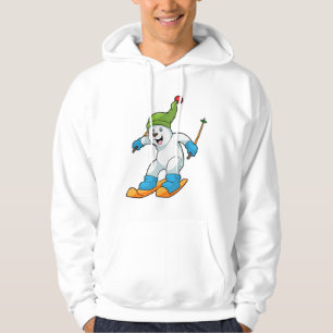 Polar bear as Skier with Ski & Bobble hat Hoodie
