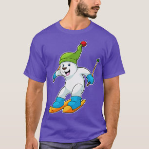 Polar bear as Skier with Ski Bobble hat T-Shirt