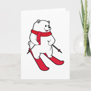 Polar bear as Skier with Ski Card