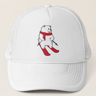 Polar bear as Skier with Ski Trucker Hat