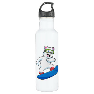 Polar bear as Snowboarder with Snowboard 710 Ml Water Bottle