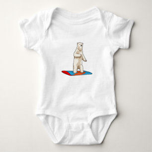 Polar bear as Snowboarder with Snowboard Baby Bodysuit