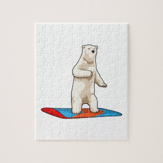 Polar bear as Snowboarder with Snowboard Jigsaw Puzzle (Vertical)
