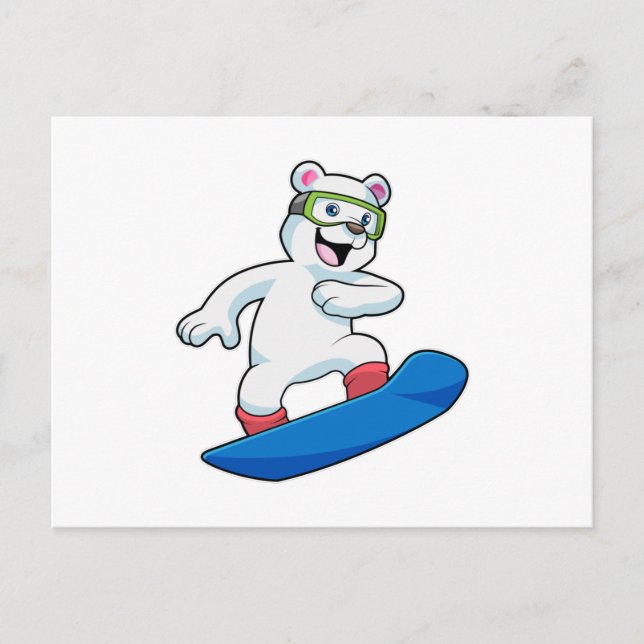 Polar bear as Snowboarder with Snowboard Postcard (Front)