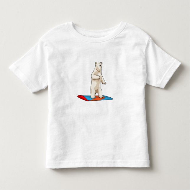 Polar bear as Snowboarder with Snowboard Toddler T-Shirt (Front)