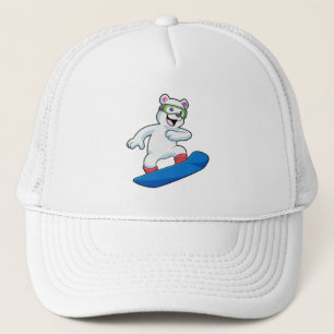 Polar bear as Snowboarder with Snowboard Trucker Hat