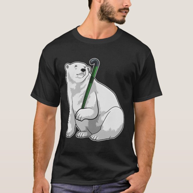 Polar bear at Hockey with Hockey stick T-Shirt (Front)